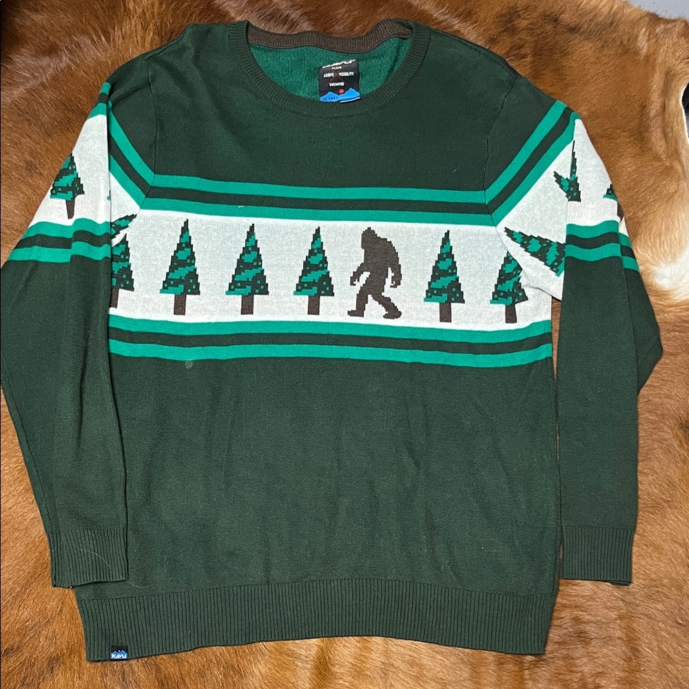 Kavu Dark Green Bigfoot Tree Crewneck Sweater